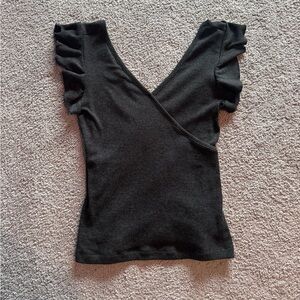 Chaser Criss Cross Ruffle Top